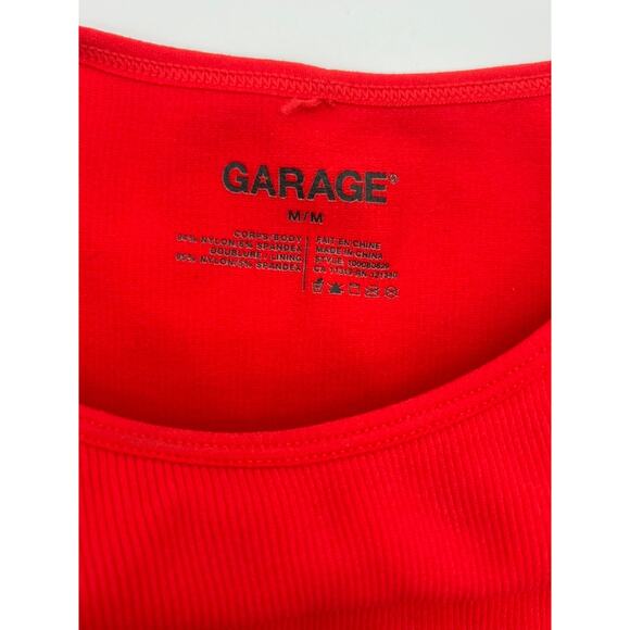 GARAGE Orange Red Ribbed Stretch Long-sleeve Top (Womens: Med) - Picture 7 of 8